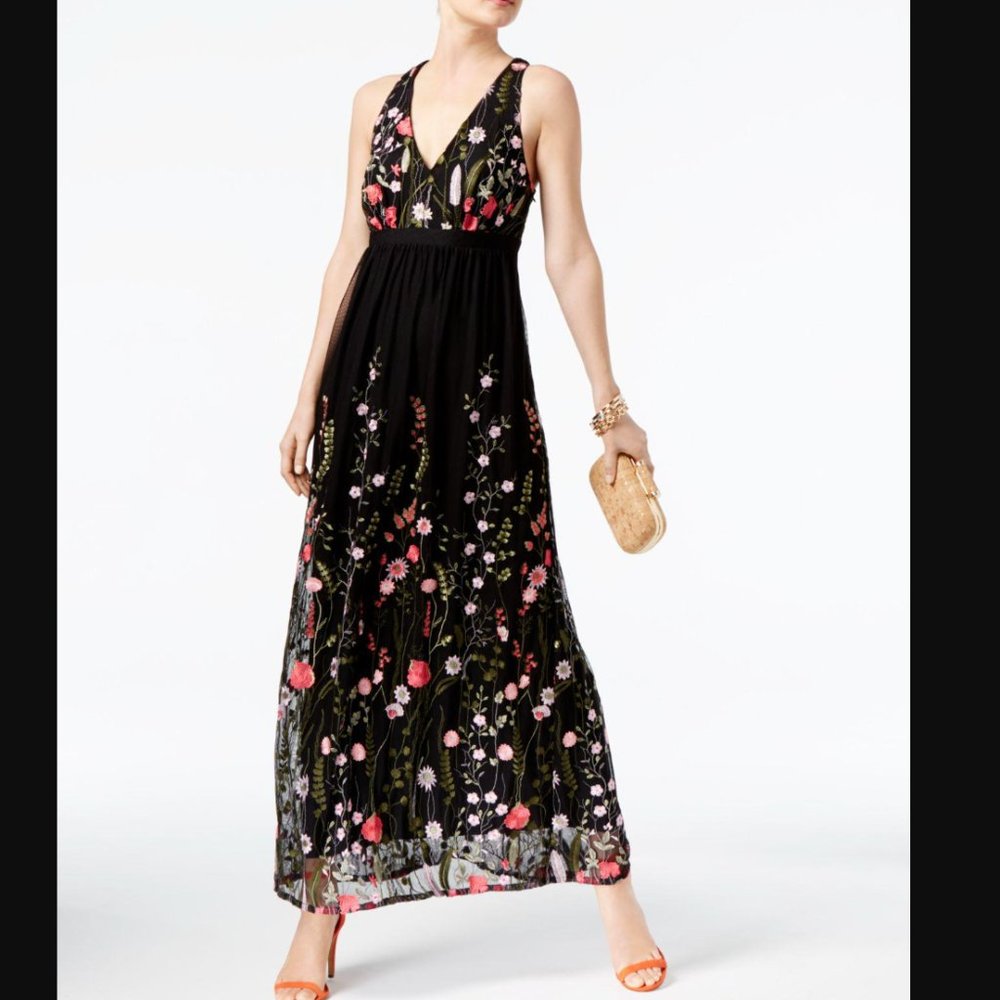 INC Floral Embroidered Maxi Dress